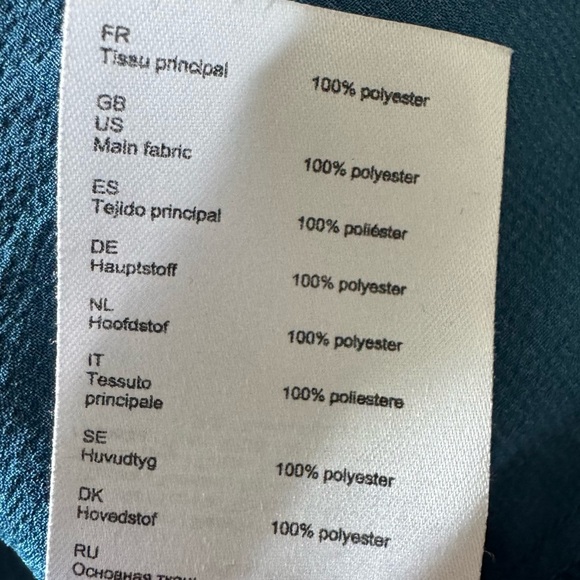 MAJE Lavana Self-Tie Crepe Blouse in Peacock Blue | Long Billow Sleeve Top Large - Picture 9 of 12